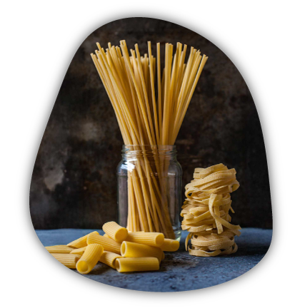 various pastas laid out on a table